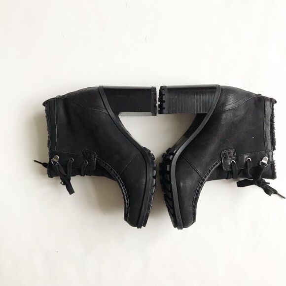 Sam Edelman black leather lace up platform boots size 8.5 - Picture 3 of 10